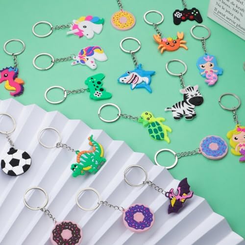 65PCS Cartoon Keychains for Kids Party Favors