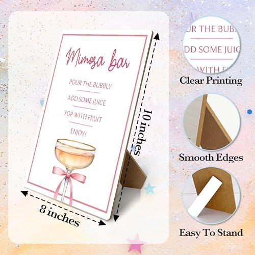 Pink Mimosa Bar Sign With Stand 8x11 Inches
