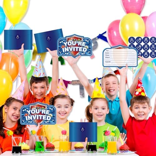 20Pcs Cute Cartoon Birthday Invitations for Boys and Girls