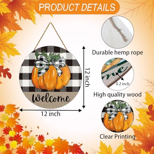 Yunkkin Fall Door Decor Pumpkin Welcome Sign