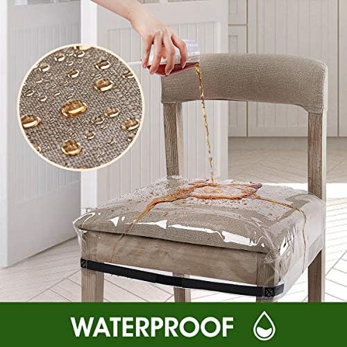 4 Pack Clear Dining Chair Covers with Adjustable Velcro Slipcovers