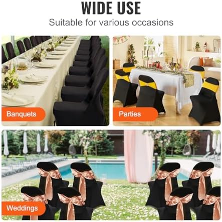 VEVOR Stretch Spandex Chair Covers 50PCS Black Universal Fit