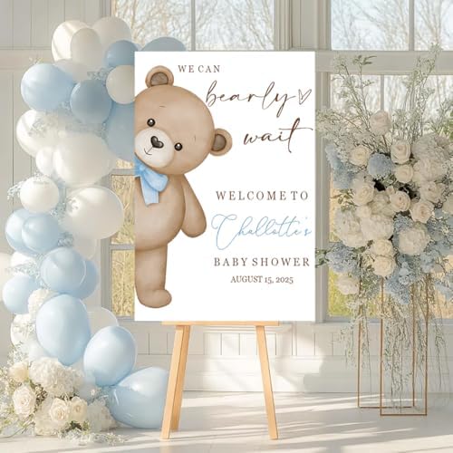 Cute Bear Theme Shower Sign with Stand