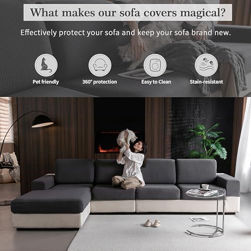 Sectional Couch Covers 4 Pieces 3 Seaters1 Chaise Dark Gray