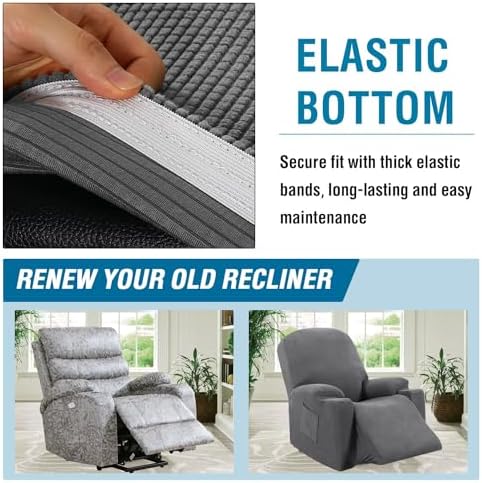 HVERSAILTEX Power Lift Recliner Slipcover with Side Pocket and Footrest