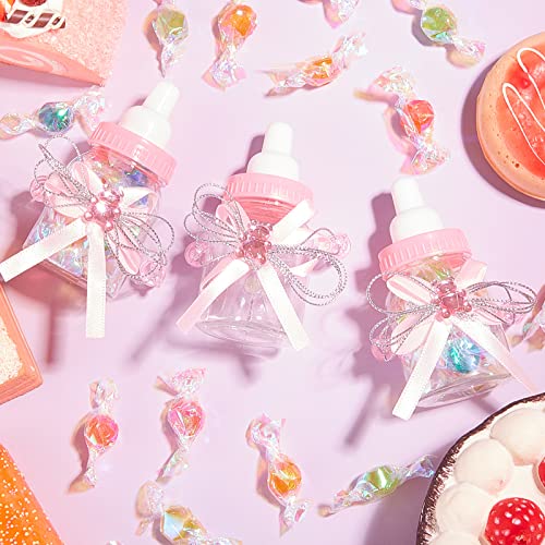 Nuenen 48 Pcs Baby Shower Candy Bottles with Bear and Ribbon