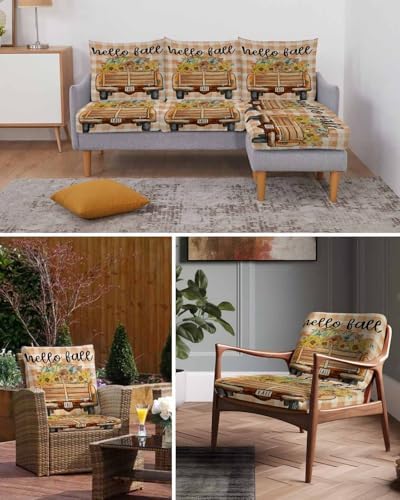 Fall Pumpkins Sofa Cushion Covers Washable Removable Stretchable