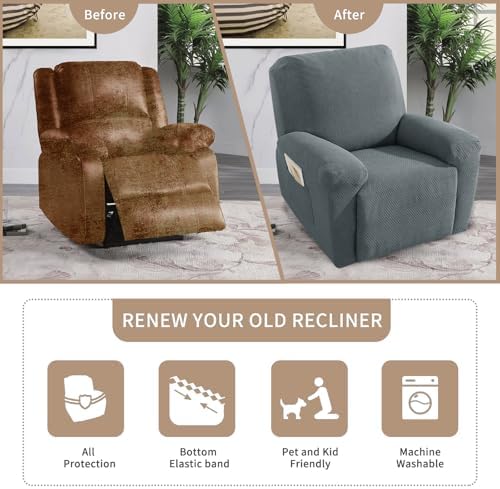 JIVINER 4-Piece Recliner Chair Covers Stretch Jacquard Slipcovers for Living Room