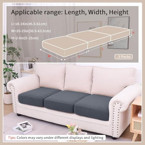 Hyha Waterproof Couch Cushion Covers 3 Piece Dark Grey