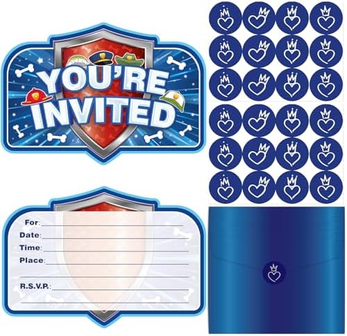 20Pcs Cute Cartoon Birthday Invitations for Boys and Girls