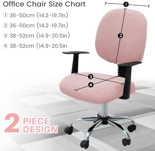 2-Piece Stretches Office Chair Cover Jacquard Pink