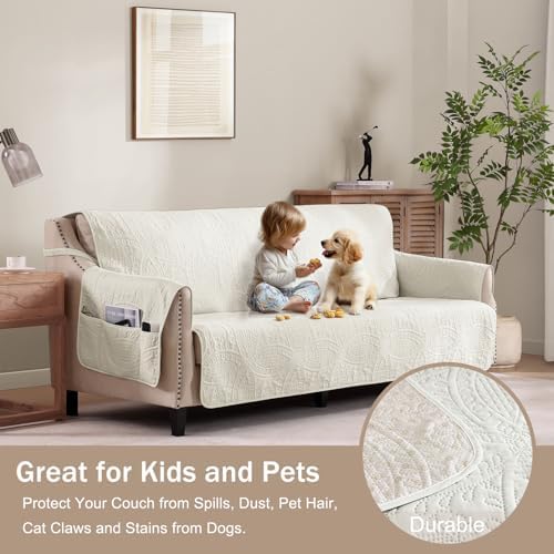 Pamhaven Quilted Sofa Slipcovers with Pockets