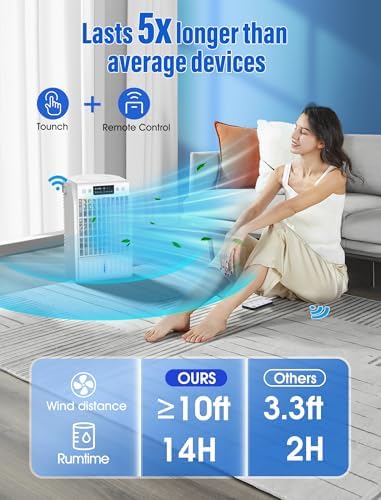 Fosvill Evaporative Mini AC with 4 in 1 Humidifier and LED Light