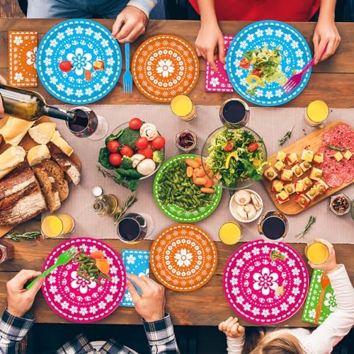 200Pcs Fiesta Party Plates Set for 50 Guests Mexican Theme