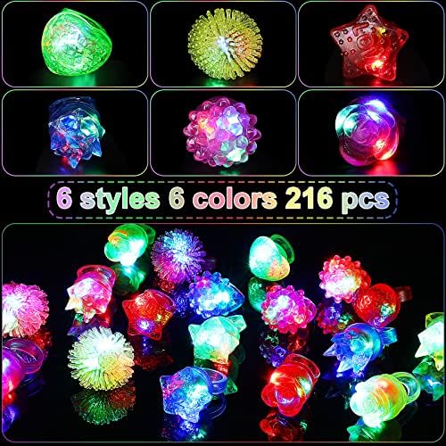 Vinsot 252 Pcs LED Glow in the Dark Ring Party Favors