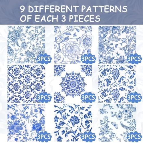 Decoupage Napkins Assorted Floral 27 Pack 9 Styles