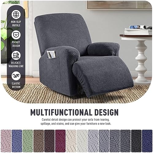 KinCam Recliner Chair Covers Charcoal Gray 1 Seater