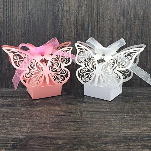 Zorpia 50pcs Laser Cut Butterfly Gift Box Wedding Favor
