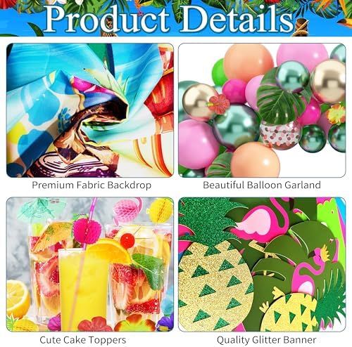 Hawaiian Luau Party Decor 169 Pcs Tropical Set