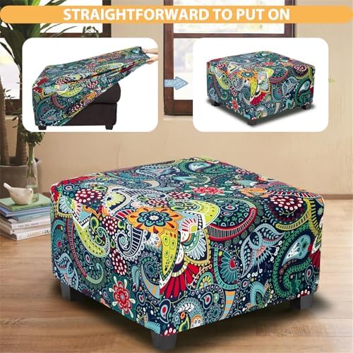 Soft Stretch Ottoman Cover for Home Decor