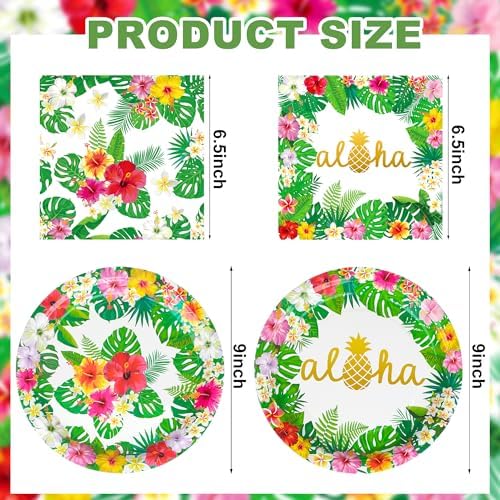 100 Pcs Hawaiian Luau Party Tableware Set