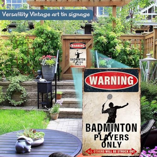 Badminton Warning Decor Sign Players Only 8x12 Inch