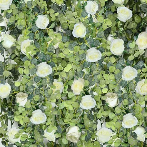 6 Pcs Wedding Garland Artificial Eucalyptus Decor White Roses