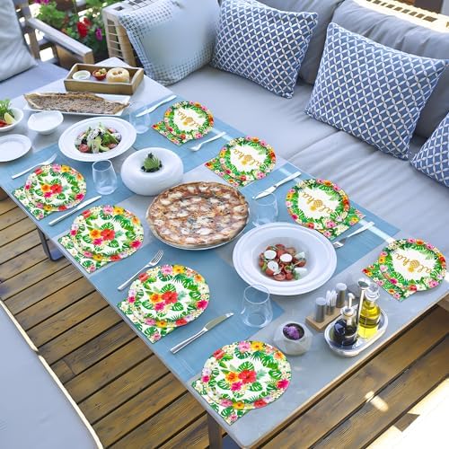 100 Pcs Hawaiian Luau Party Tableware Set