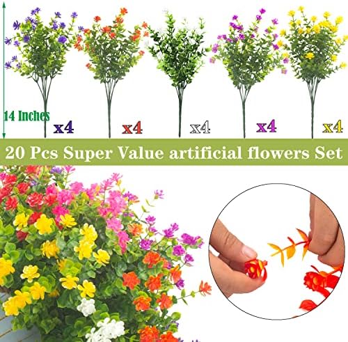 20 Pieces UV Resistant Artificial Boxwood Flowers for Outdoor Hanging Gardens