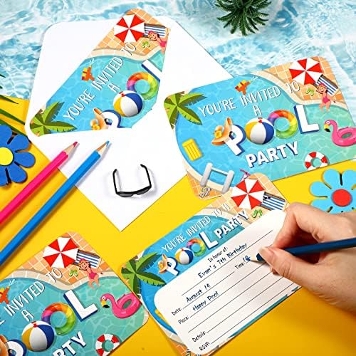 30 Pool Party Invitations with Envelopes