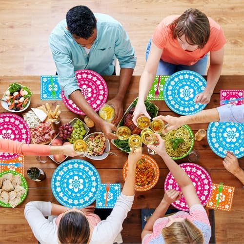 200Pcs Fiesta Party Plates Set for 50 Guests Mexican Theme