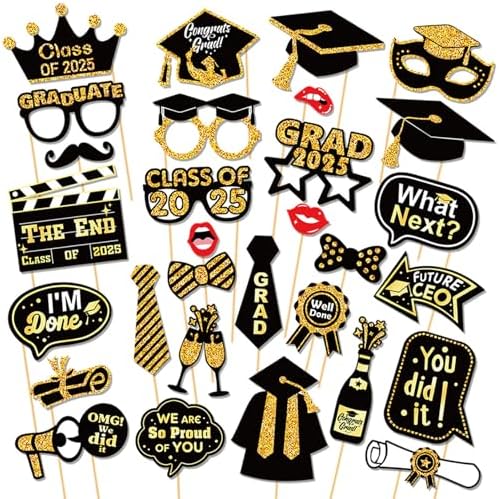 30 Pcs Graduation Photo Booth Props Set 2025