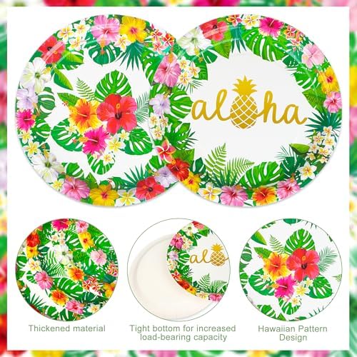 100 Pcs Hawaiian Luau Party Tableware Set