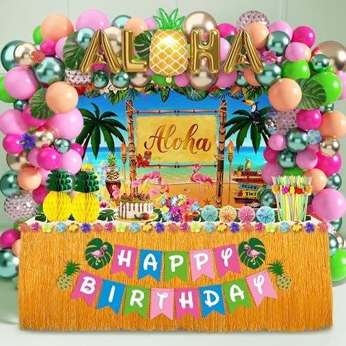 Hawaiian Luau Party Decor 169 Pcs Tropical Set